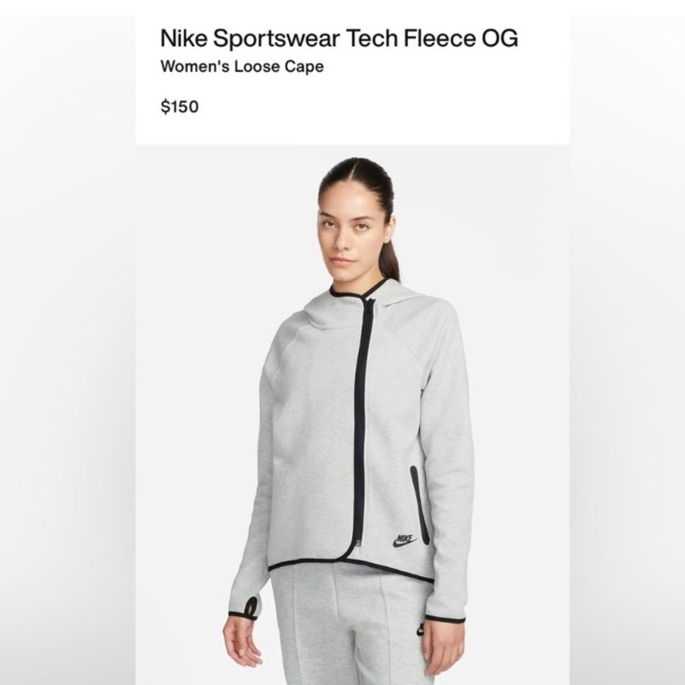 Nike Sportswear Tech Fleece OG loose cape Women’s size X-Large in Heathered Grey